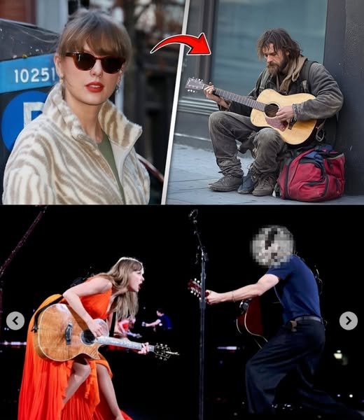 Taylor Swift Hears a Homeless Man Playing Guitar – What Happened Next Will Leave You in Tears