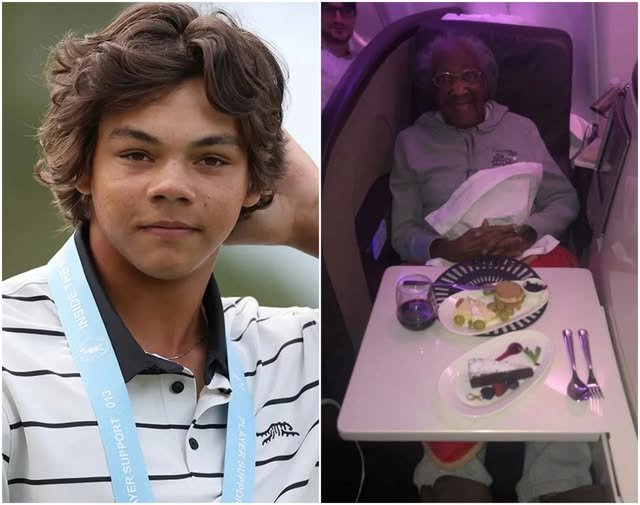 Charlie Woods Gives Up First Class Seat for Elderly Woman, Then the Unbelievable Happens! In a world where kindness often goes unnoticed, young golf talent Charlie Woods proved that small acts of kindness can sometimes lead to the most unexpected rewards.