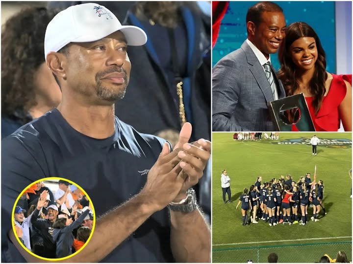 Tiger Woods jubilant in the crowd as his daughter Sam wins the Florida state soccer championship and gifts the team an incredibly valuable present, leaving fans stunned.